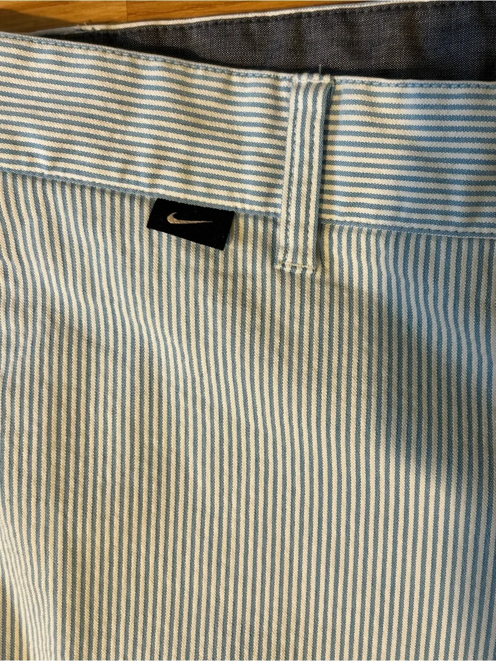 Nike Golf Modern Fit Dri-FIT Pinstripe Shorts Mens Blue White Striped Size 36